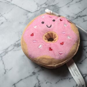 Pink Valentine Donut with Hearts Plush Backpack Clip New